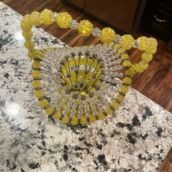 VTG MCM Safety Pin & Bead Basket tramp art granny core mid century vintage - Picture 2 of 9